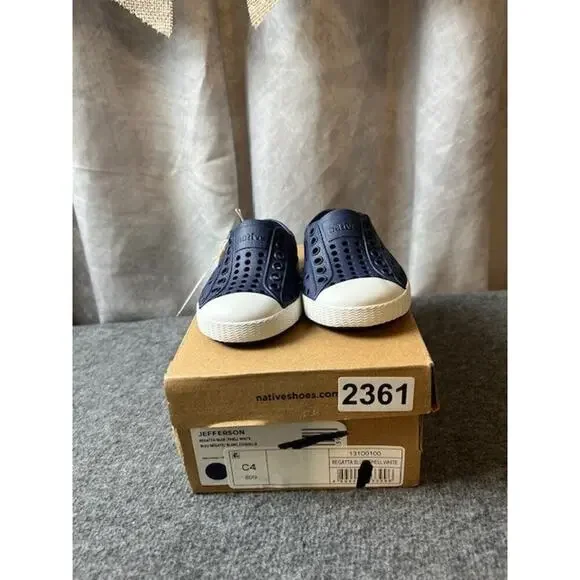 😀 Native L83604 Unisex Kids Regatta Blue Jefferson Child Slip On Shoes Size C4 - Picture 8 of 8